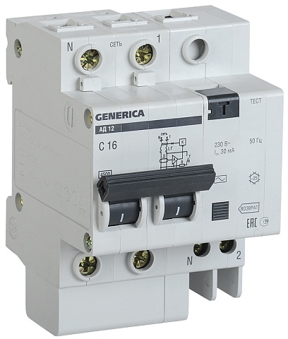 IEK GENERICA Диф.автомат АД12 2Р 50А 30мА