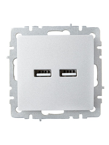 IEK BRITE Роз. USB A+A 3,1А РЮ10-1-БрА алюм.