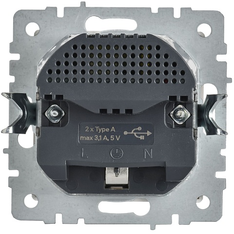 IEK BRITE Роз. с з/к/ш 16А с USB A+A 3,1А РЮш10-2-БрАБ а/б