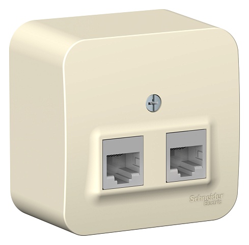 SE Blanca наруж Молочная Розетка 2-ая компьютерная RJ45, кат.5E, изолир. пластина