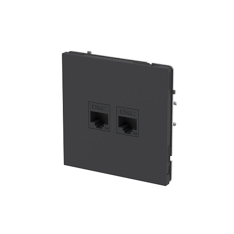 DKC KANT Компьютерная розетка RJ-45 без шторки, кат.5е двойная, черный уголь