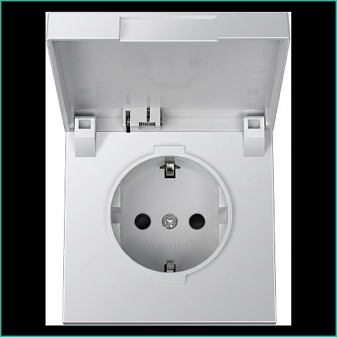 Jasmart FD Алюминий Розетка с/з со шторками с крышкой 16A 250V~