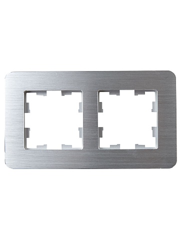 IEK BRITE DECOR Алюминий/алюм метал. скругл.угол Рамка 2-м РУ-2-1-Бр RE AL