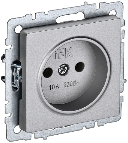IEK BRITE Розетка 1-местная без заземления без защитных шторок 10А РС10-1-0-БрА алюминий