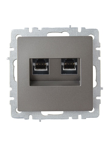 IEK BRITE Розетка двойная RJ11+RJ45 кат.5E РК/Т12-БрС сталь