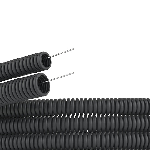 DKC Труба гофрированная ПНД легкая с протяжкой D=50mm (15m) черная