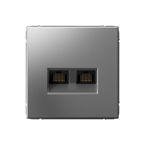 Systeme Electric ArtGallery Сталь Розетка двойная компьютерная RJ45+RJ45, кат.6А, механизм