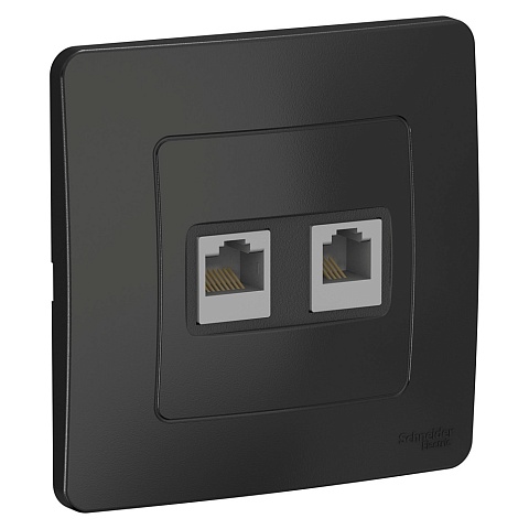 SE Blanca внутр Антрацит Розетка 2-ая КОМП/ТЛФ, RJ45+RJ11
