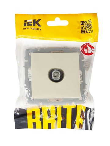 IEK BRITE Розетка TV проходная РТВ10-0-БрКр бежевый