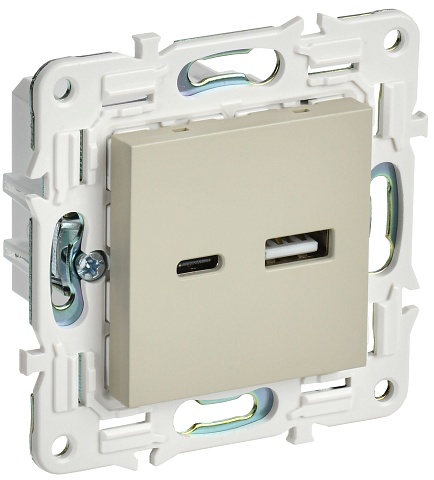 IEK SKANDY Бежевый Розетка USB A+C 18Вт SK-R13B