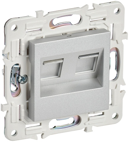 IEK SKANDY Серебряный Розетка компьютерная двойная RJ45 кат.5E SK-K03S
