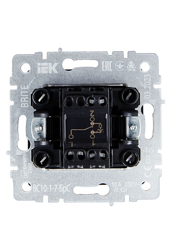 IEK BRITE BASE Сталь Выключ. 1-кл. прох. с инд. 10А ВС10-1-7-БрС