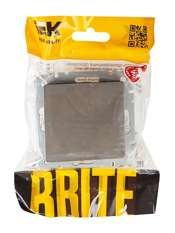 IEK BRITE Выключатель 1-клавишный проходной 10А ВС10-1-6-БрС сталь