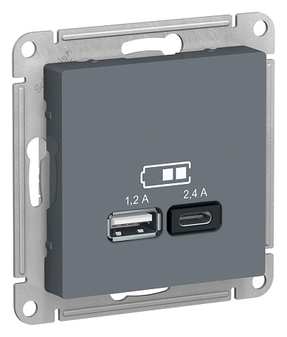SE AtlasDesign Грифиль USB A+С, 5В/2,4А, 2х5В/1,2А, механизм