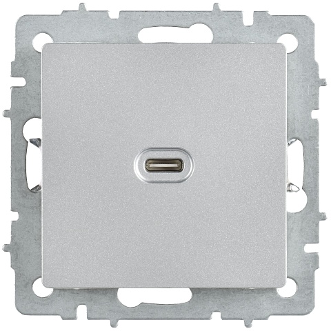 IEK BRITE Роз. USB C 65Вт высокоскор. зар. РЮ12-1-БрА алюм.