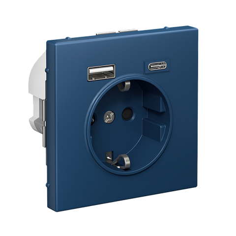 Systeme Electric ArtGallery Аквамарин Розетка 16А с 2 USB A+C, 5В/2,4А/3,0А, 2х5В/1,5А, механизм