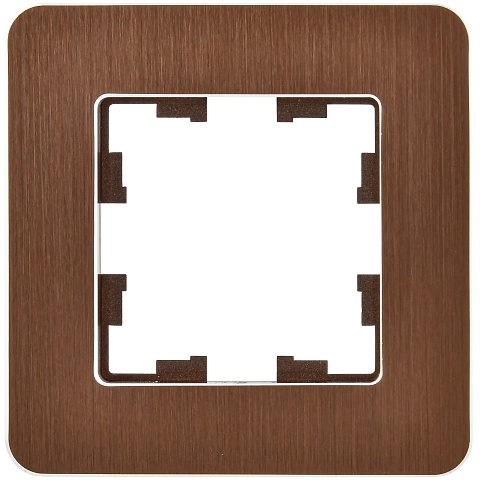 IEK BRITE DECOR Коричневый металл скругл.угол Рамка 1-мест. РУ-1-1-Бр RE AL