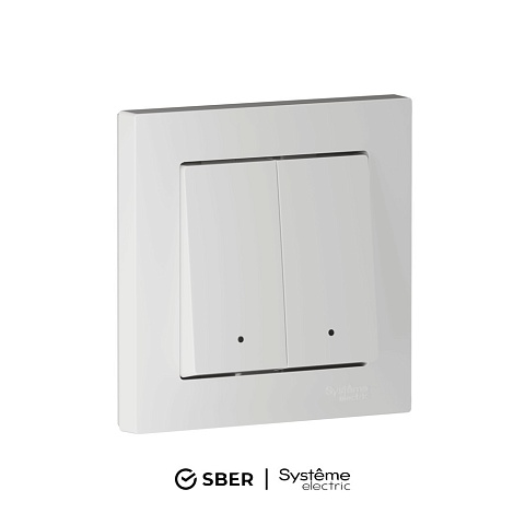 SBER Systeme Electric AtlasDesign Smart Белый Выключатель 2-кл с подсв., Zigbee, сх.5, L+N, 10А, мех.