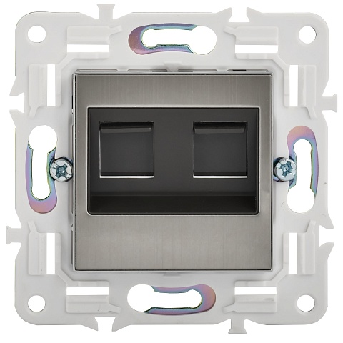 IEK SKANDY Никель Розетка компьютерная двойная RJ45 кат.5E SK-K03N