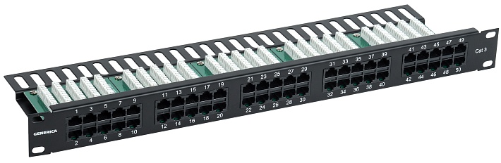 IEK GENERICA Патч-панель телеф. 1U кат. 3 RJ45 50 порт. (Krone)