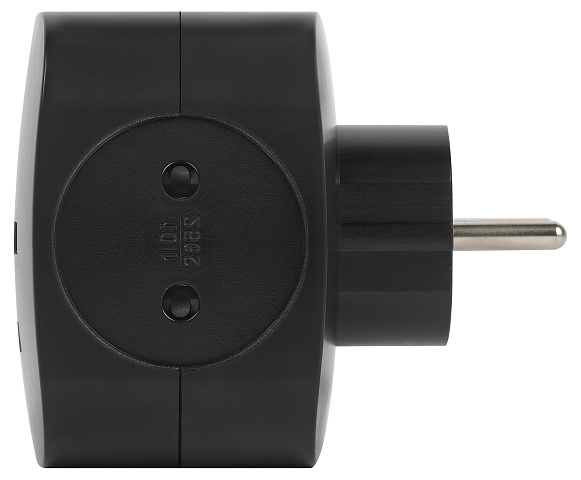 ЭРА Разветвитель электрический SP-4-USB-B на 4 розетки + 2xUSB 2400mA без заземления 10А черный