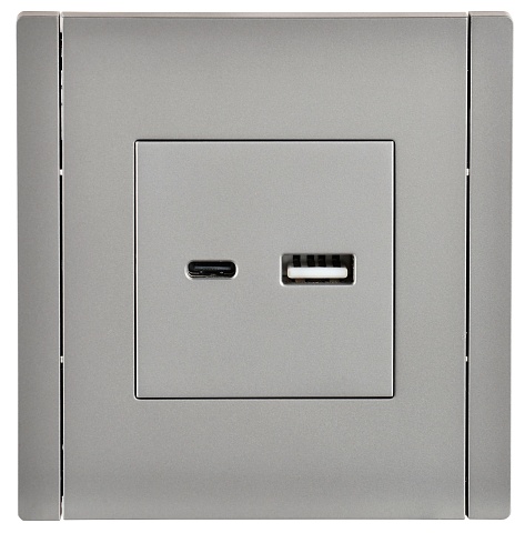 IEK FORTE&PIANO Сталь Розетка USB A+C 3,1А FP550