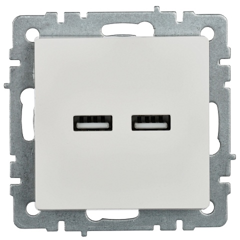 IEK BRITE Роз. USB A+A 3,1А РЮ10-1-БрБ бел.
