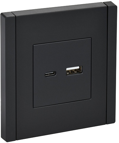 IEK FORTE&PIANO Черный Розетка USB A+C 18Вт FP151