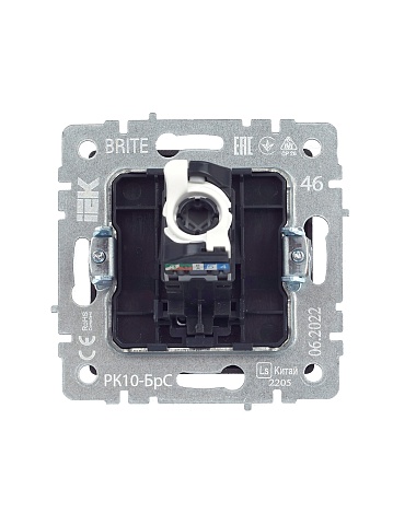 IEK BRITE Розетка компьютерная RJ45 кат.5E РК10-БрС сталь