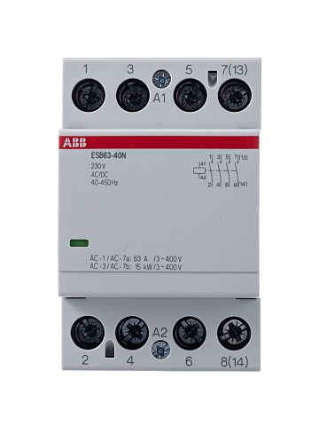 ABB Контактор ESB63-40N-06 модульный (63А АС-1, 4НО), катушка 230В AC/DC