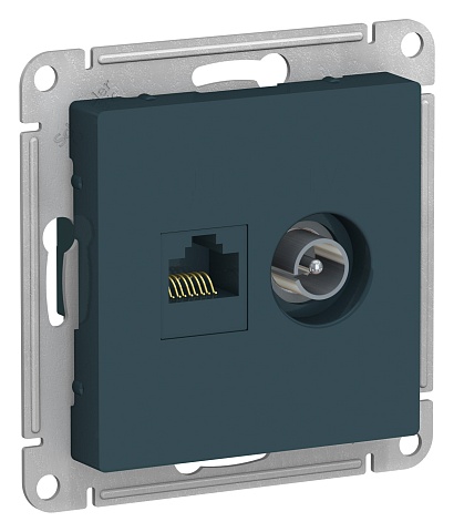 SE AtlasDesign Изумруд Розетка двойная комп+ТВ, RJ45+TV, кат.5E, механизм