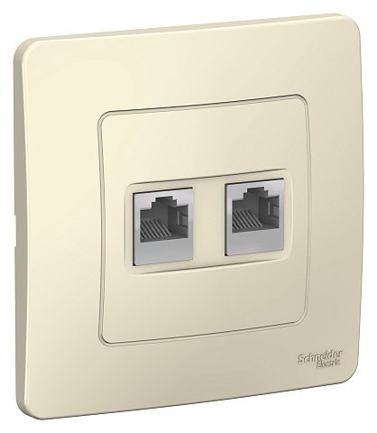 SE Blanca внутр Молочная Розетка 2-ая КОМП/ТЛФ, RJ45+RJ11
