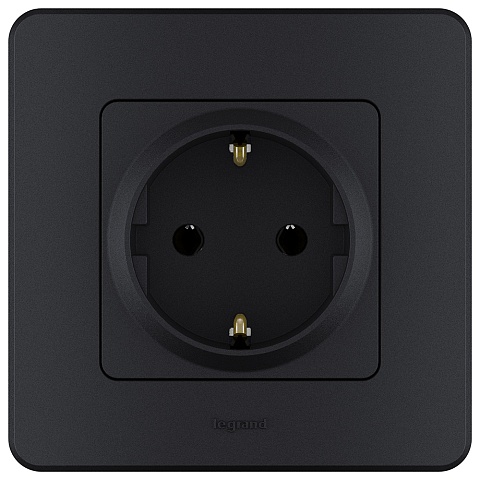 Legrand INSPIRIA Антрацит Розетка 2К+З - немецкий стандарт - 16 А - 250 В