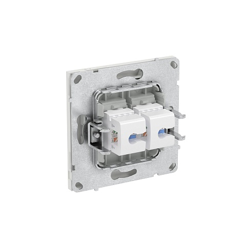 DKC KANT Компьютерная розетка RJ-45 без шторки, кат.6А двойная, белый песок