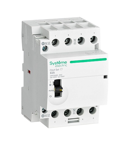 Systeme Electric City9 SET Модульный контактор 4P 4НО 63A, Ручное управление, AC 400В-230В