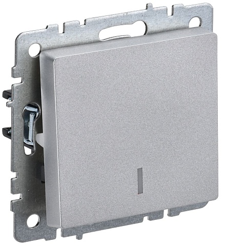 IEK BRITE BASE Алюминий Выключ. 1-кл. прох. с инд. 10А ВС10-1-7-БрА