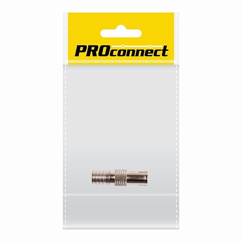 PROconnect Разъем антенный на кабель, (гнездо-TV никель под обжим), (1шт.) (пакет)  PROconnect