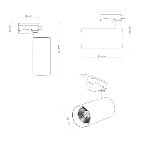 Denkirs DK6454-BK Трековый светильник SOLID KOPER, 145мм, d70, 220V, LED 4000K, 24W, IP20, черный, алюминий