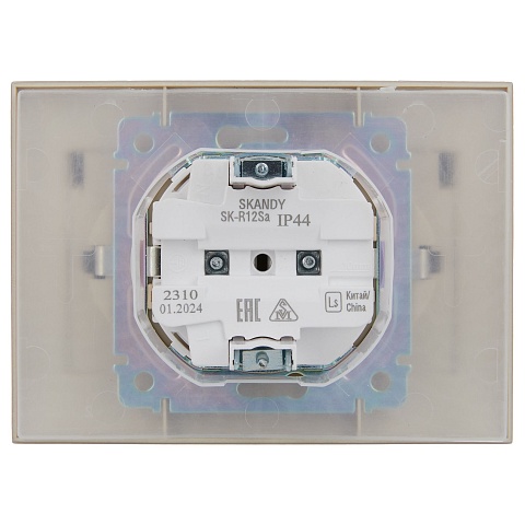IEK SKANDY Песочный Розетка 2-ая с/з с крышкой 16А в сборе IP44 SK-R12Sa