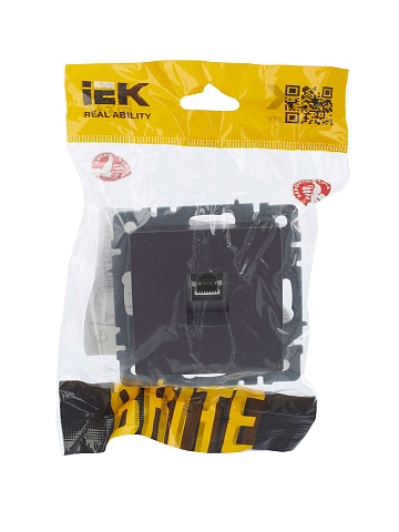 IEK BRITE Розетка компьютерная RJ45 кат.5E РК10-БрС сталь
