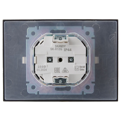 IEK SKANDY Графит Розетка 2-ая с/з с крышкой 16А в сборе IP44 SK-R12G