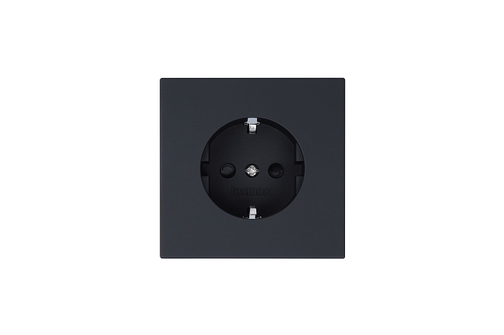 Jasmart FD Черный матовый (soft touch) Розетка с/з со шторками 16A 250V~
