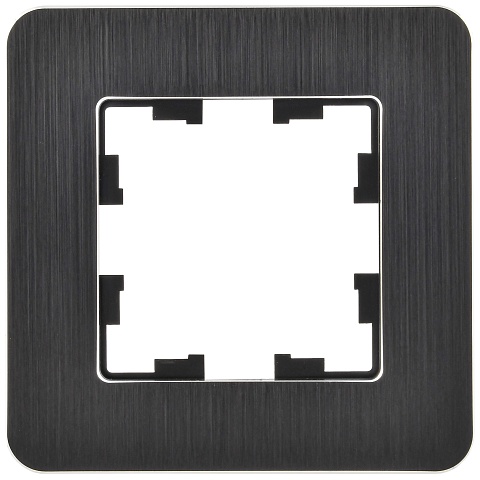 IEK BRITE DECOR Черный/алюм металл. скругл.угол Рамка 1-м РУ-1-1-Бр RE AL
