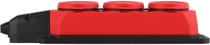 ЭРА Колодка K-3e-RED-IP44 каучуковая с заземлением 3 розетки 16A IP44 красная