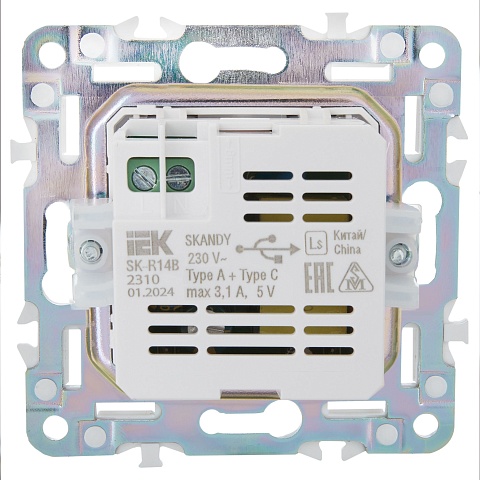 IEK SKANDY Бежевый Розетка USB A+C 3,1А SK-R14B