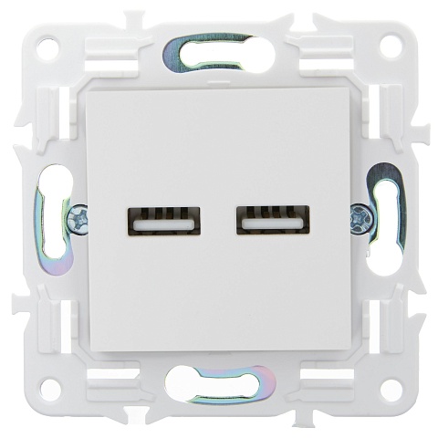 IEK SKANDY Арктический белый Розетка USB A+A 3,1А SK-R15W