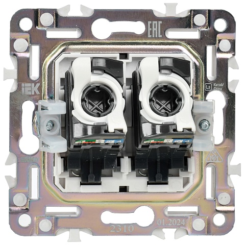 IEK SKANDY Никель Розетка компьютерная двойная RJ45 кат.5E SK-K03N