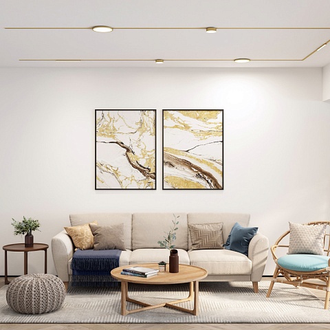 Denkirs DK5751-SB Светильник для трека SHINE LINEAR со светодиодом, L301*W19*H27, 48V DC, 12W, RA≥90, 3000K, IP20, сатинированная латунь, алюминий