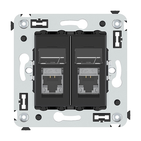 DKC Avanti Черный матовый Компьютерная розетка RJ-45 двойная  категория 6 экранированная