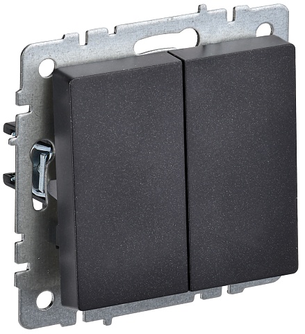 IEK BRITE Выключатель 2-клавишный 10А ВС10-2-0-БрЧ черный